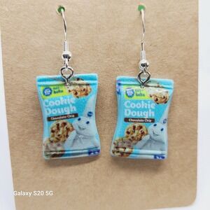 Handcrafted Cookie Dough Snack Bag Dangle Drop Earrings Women's NWOT Chic Quirky